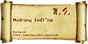 Mudrony Ivána névjegykártya